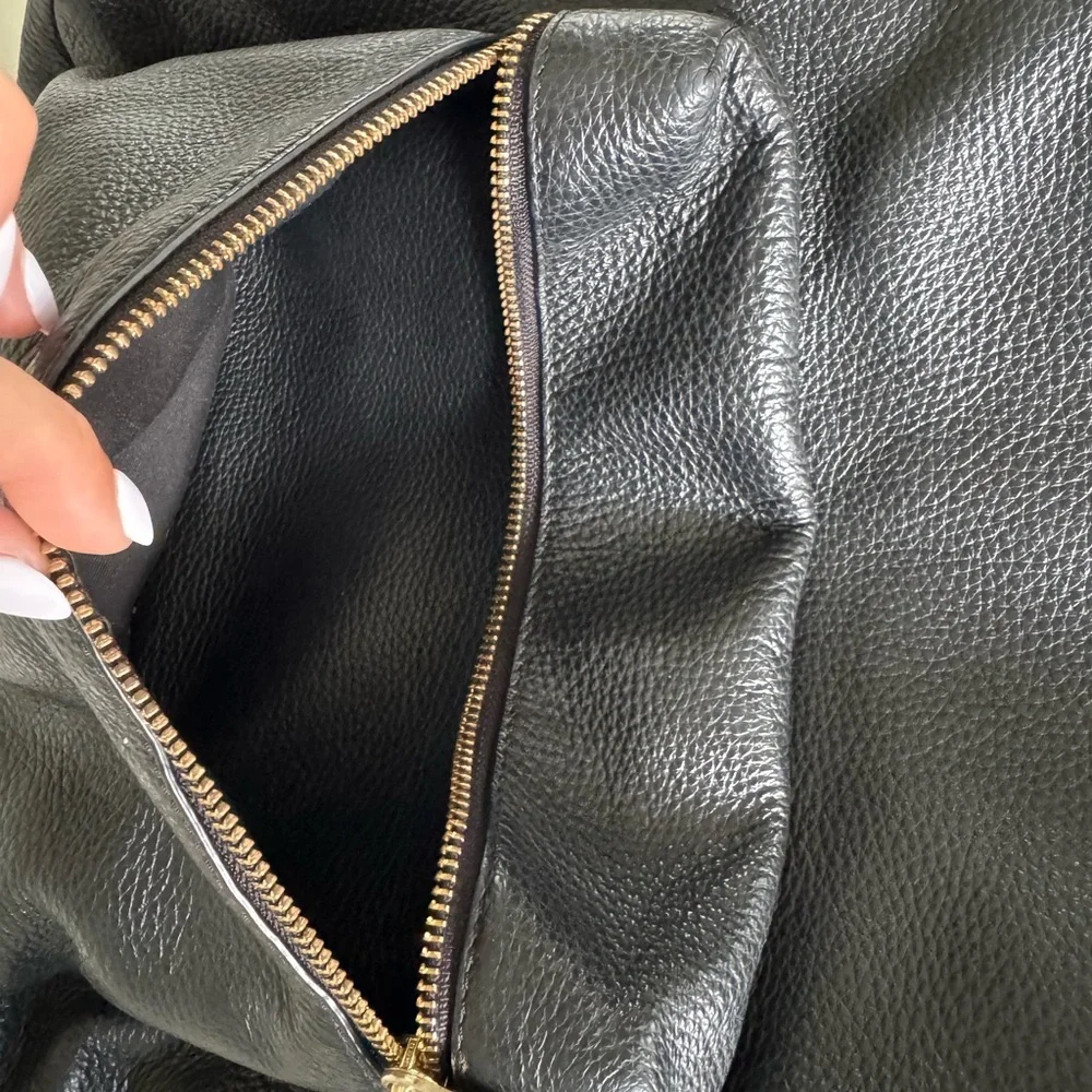 Coach Black Leather Backpack with Gold Accents - Picture 7 of 9